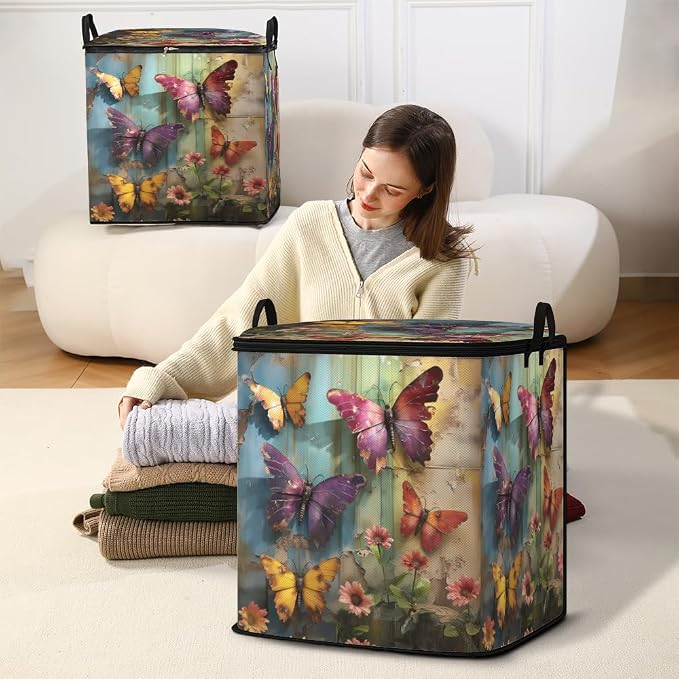 2pcs blanket storage bag for under bed,closet organizers 95L | clothing sweater sheet bedding comforter duvet quilt pillow toy storage bags with lids,dorm room essentials for containers