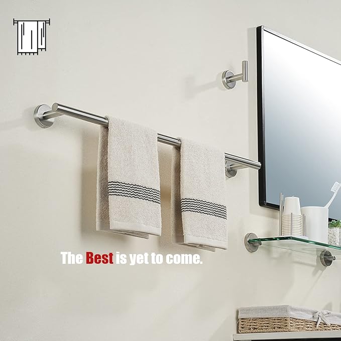 JQK Bath Towel Bar, 27 Inch 304 Stainless Steel Thicken 0.8mm Towel Rack Bathroom, Towel Holder Brushed Finished Wall Mount, Useable Length 24 Inch, TB110L24-BN