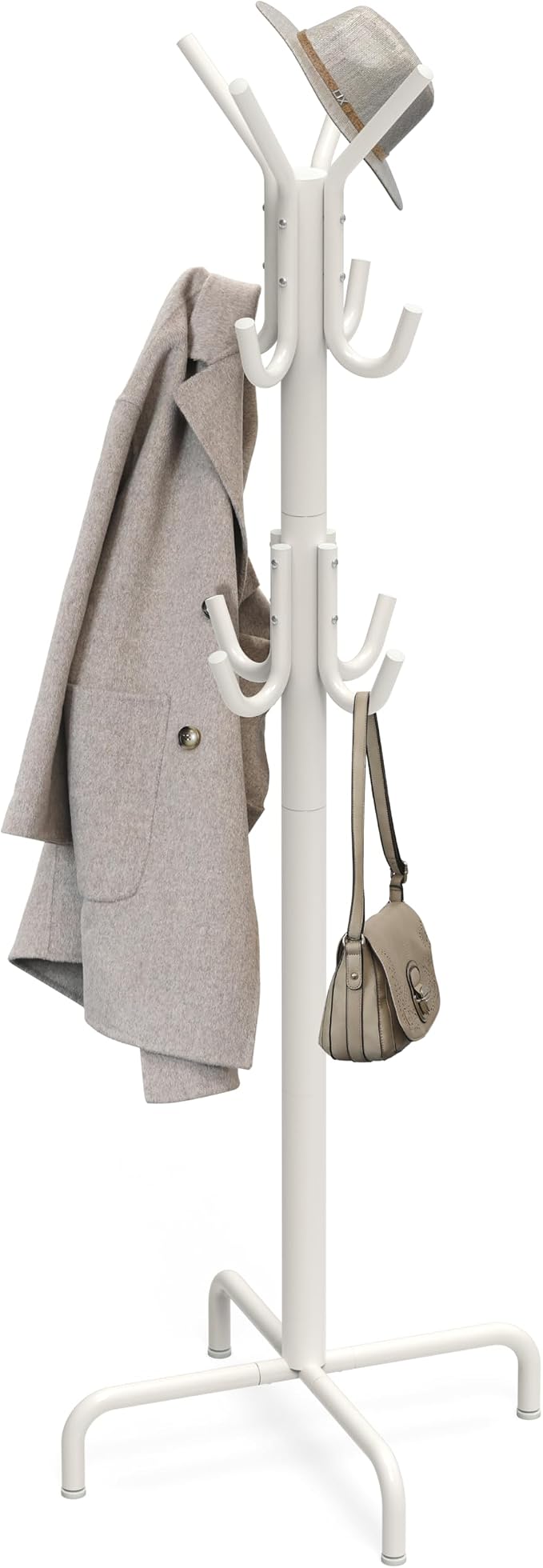 Simple Houseware Standing Coat/Hat Hanger Organizer Rack, 12 Hooks, White | For Entryway, Bedroom, and Hallway