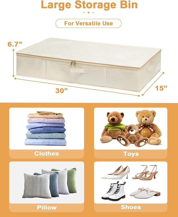 punemi Underbed Wedding Dress Storage Box, Wedding Dress Preservation Keepsake Trunk with Sturdy Zipper and Handles, Large Clothes Storage for Blankets, Pillows, Comforters & Quilts, Beige | Structured Keepsake Storage Trunk with Sturdy Zipper & Handle...