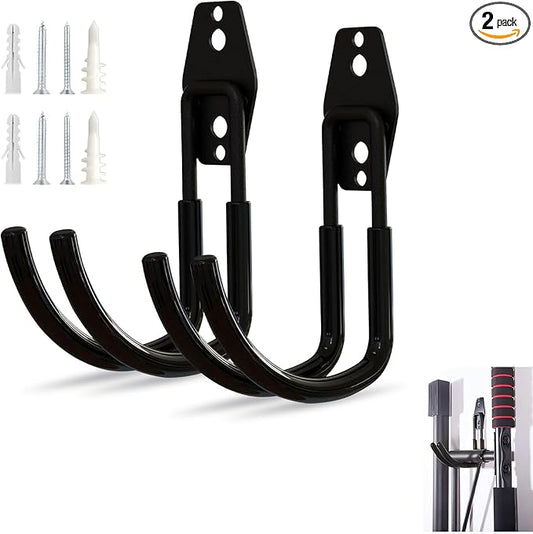 2 PCS EV Charger Holder Wall Mount, Heavy-Duty J-Hook for Electric Cable Retractor, Durable Hooks for Indoor/Outdoor Use, Electric Vehicle Garage Storage Cord Organizer Accessory (Black)
