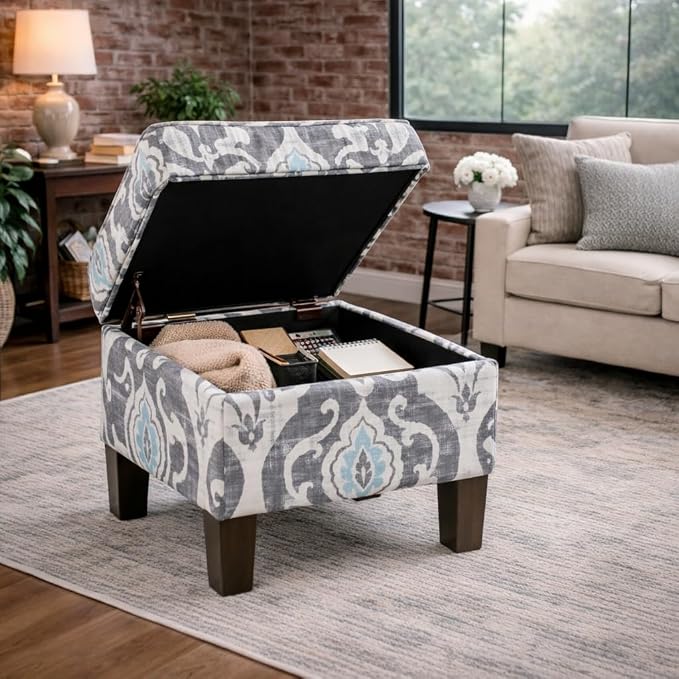 Spatial Order 22" Dinah Collection Storage Ottoman - Blue Slate
