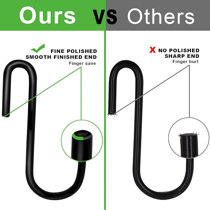 ESFUN 30 Pack 2.4 inches S Hooks for Hanging on Wire Shelves, Black S Shaped Hanging Hooks Hangers Pan Holder Pot Wire Rack Hooks for Kitchenware Spoons Pans Pots Utensils Jeans Bags Towels Plants,