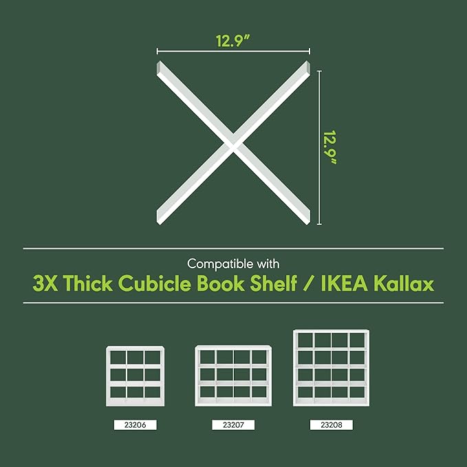 Furinno Cubicle X-Shelf Cube Insert, 3-Shelf Cube Organizer, Dark Oak | 12.9W x 12.9H, Accessory, Fits into Triple Thick Cubes Series, IKEA Kallax, for Organizers and Storage