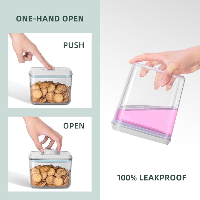 12 Pcs Pop Airtight Food Storage Containers with Lids for Kitchen Pantry Organization Stackable Cereal Snacks Flour Sugar Coffee Spaghetti (1.2, 2.0, 2.7, 3.3qt)*3