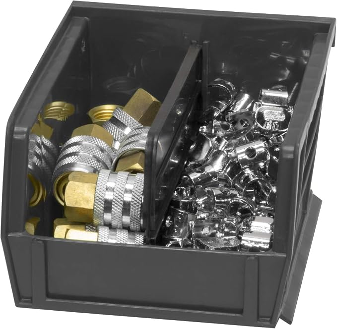 Akro-Mils 30210 AkroBins Plastic Storage Bins, 5"x4"x3", Black, 24-Pack | Space-Saving Stackable Bins for Garage, Pantry, Craft Organization