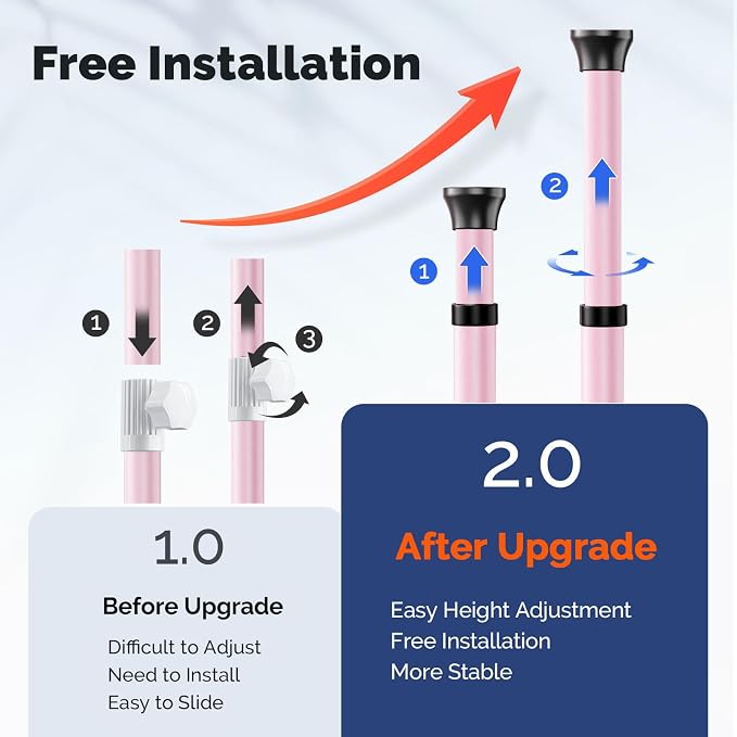 HAMITOR Corner Shower Caddy, 4 Tier Adjustable Bathroom Organizer - Pink | Corner Shower Caddy Tension Pole, No-Drill Setup, Rustproof Shelves Perfect for Bathrooms, Dorms & Apartments - 47-121in