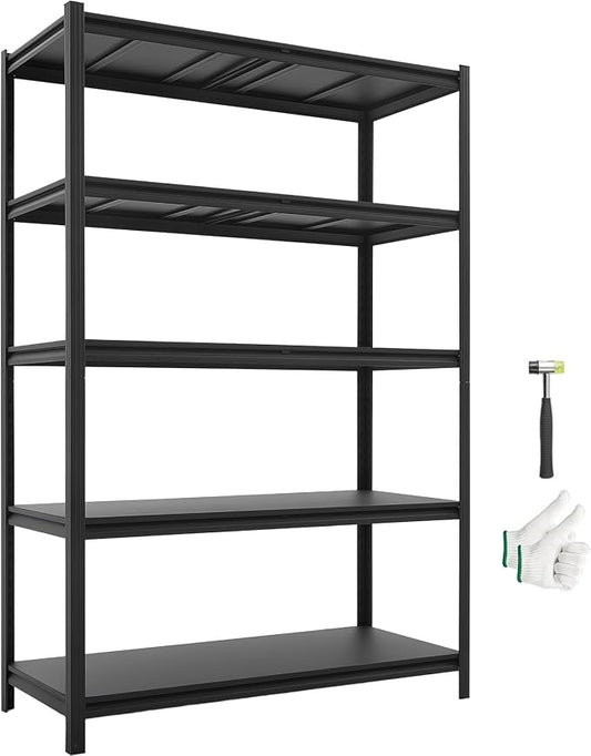 VEVOR Garage Shelving, 5-Tier Adjustable Storage Shelves, 3000 lbs Heavy Duty Garage Shelves, Metal Utility Rack Shelf for Garage Workshop Warehouse Basement, 48.43" W x 20.55" D x 71.38" H