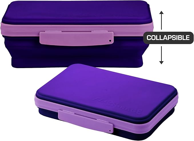 It's Academic Flexi Storage Box, Folding, Collapsible and Adjustable for Pencils, Supplies, and More, Purple (23135)