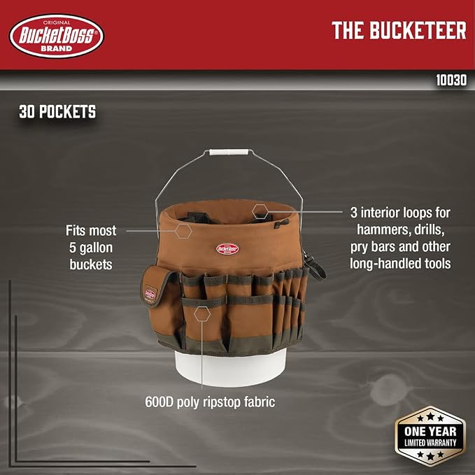 Bucket Boss The Bucketeer Bucket Tool Organizer in Brown, 10030