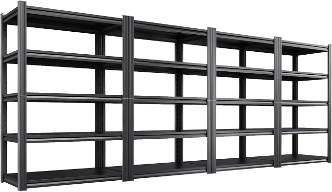 4 Pack Storage shelves Heavy Duty Metal Garage Shelving,71"H x 35"W | 5-Tier 16"D Garage shelves Adjustable Shelf Heights,Powder-Coated Finish,Rust & Scratch Resistant, Warehouse Workshop Use