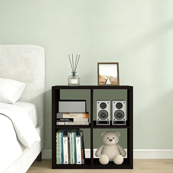 CTESNE【2026 Wooden Thick Frame 4 Cube Storage Organizer Shelf with Anti-Tipping Kits + Reversible Open Back Bookcase, Horizontal and Vertical Dual-use（Chocolate,11inch）