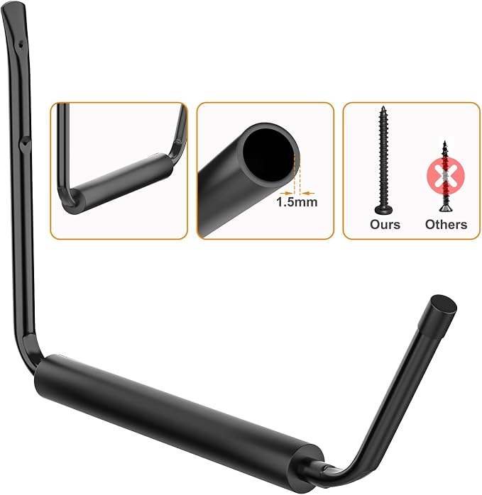 WALMANN Lightweight Kayak Storage Rack, Wall Mount Kayak Hooks for Garage Utility Storage Hangers for Canoe, Surfboard, Skiis, Snowboard, Paddle Board, Ladders (Pack of 2)