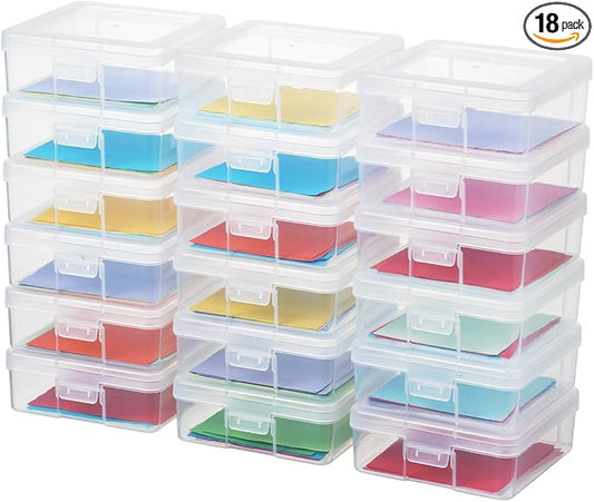 novelinks Plastic Small Storage Containers with Lids for Organizing | 18 Pack, Small Clear, Task Boxes for Special Education, Board Game Storage Containers, Balloon Storage Organizer, Mini Box