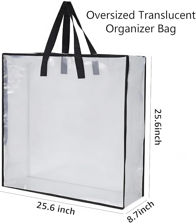 Heavy-Duty Clear Wreath Storage Bag & Sturdy Moving Box Alternative – 26 Inch Large Capacity Container with Zipper for Christmas Decorations, Seasonal Wreaths, Clothes, Bedding,Gift (6-Pack)