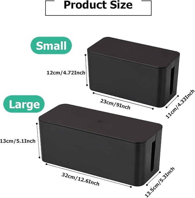 Cable Management Box,Cord Organizer Box for Home and Office System to Cover and Hide, Power Strips, Cords,Surge Protector (Large, White)