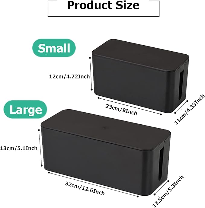 Cable Management Box,Cord Organizer Box for Home and Office System to Cover and Hide, Power Strips, Cords,Surge Protector (Small, White)