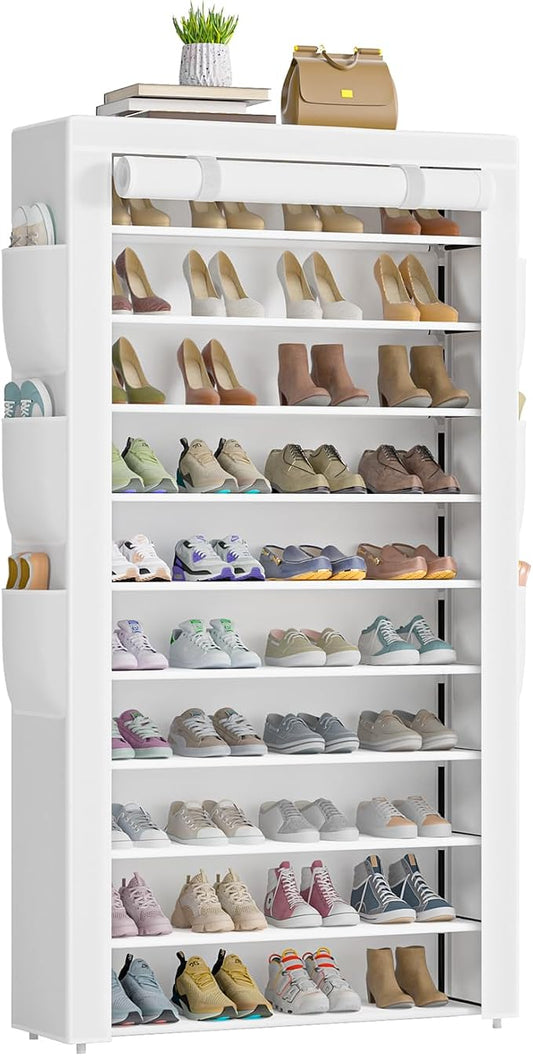 OYREL Shoe Rack 10 Tier Large Capacity Storage Cabinet | 50-56Pairs Beautiful Tall Shoe Shelf Free Standing Storage Cabinet Entryway Closet