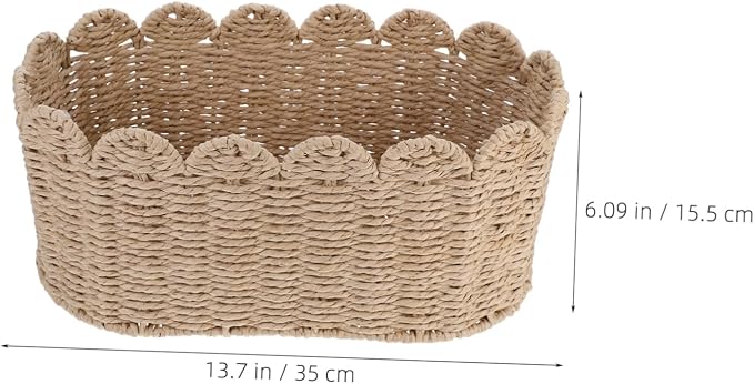 Hemobllo Hand-woven Paper Rope Storage Basket Sturdy Frame Woven Container for Organizing Home Sundries Practical Decorative Basket for Living Room and Bedroom Storage
