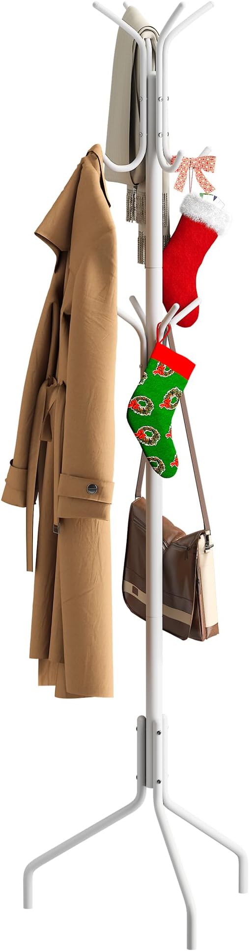 Coat Rack Freestanding Coat Tree Standing Hat Hanger Jacket Organizer Rack Metal,18.3" L x 18.3" W x 71.5" H,White