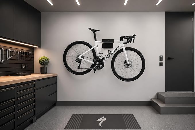 Bike Wall Mount Rack with Gear Hooks – Horizontal Bike Rack shelf- Bicycle Storage Hanger for Garage or Indoor Use - Bike Storage Wall Mount System