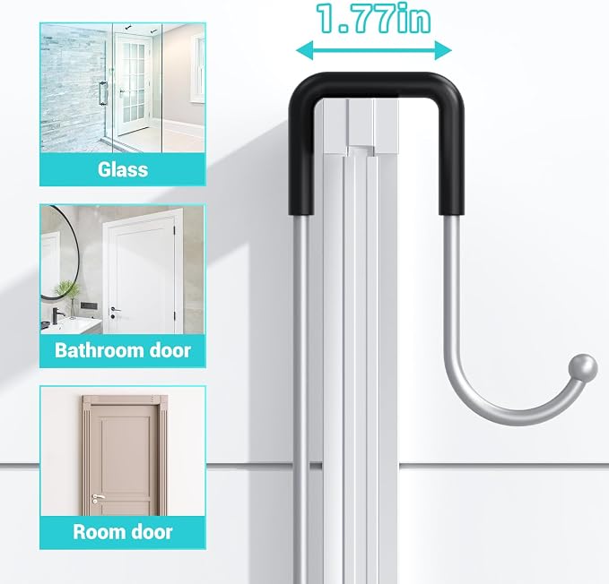 Aitatty Hanging Shower Caddy Over Door: Silver Rustproof Shower Organizer over the Door - No Drilling Bathroom Rack for Inside Shower