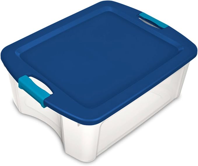Sterilite Latch and Carry, Plastic Storage Bins w/Lids, 12 Gallon, 12-Pack | Stackable Tote Containers with Handles and Latching Lids for Bed, Garage, Office, Kitchen, Closet & Classroom