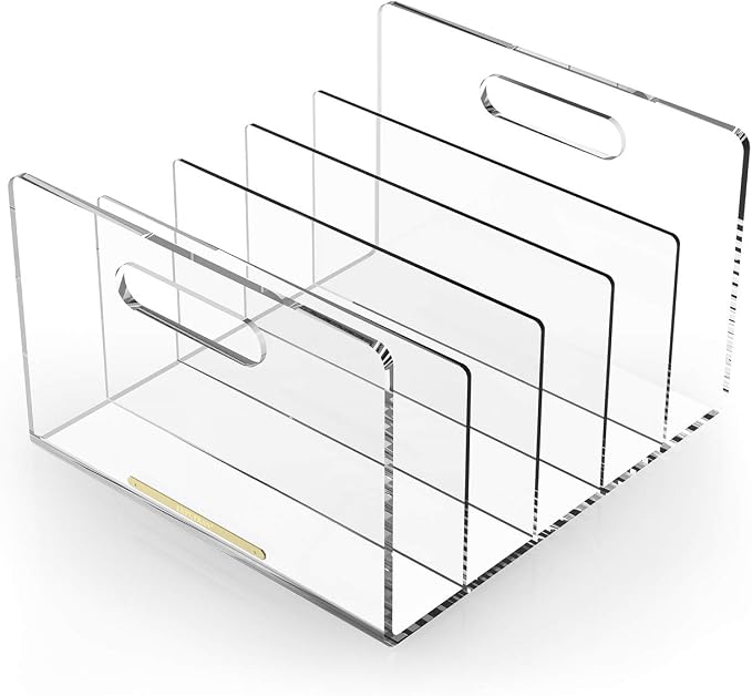 Acrylic File Sorter, Desktop File Collator Office File Organizer, Clear 11.4" x 6.7" x 10"