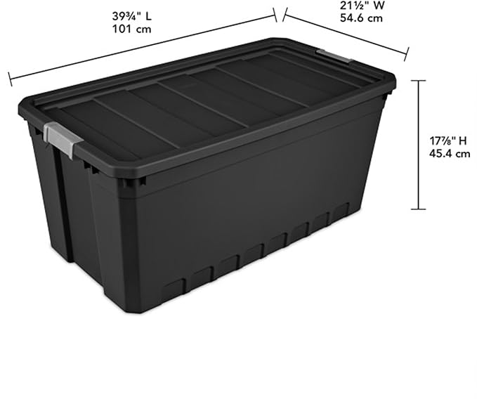 Sterilite 3-Pack Storage Bins with Lids, Large Heavy Duty Totes, 50 Gallon, Black