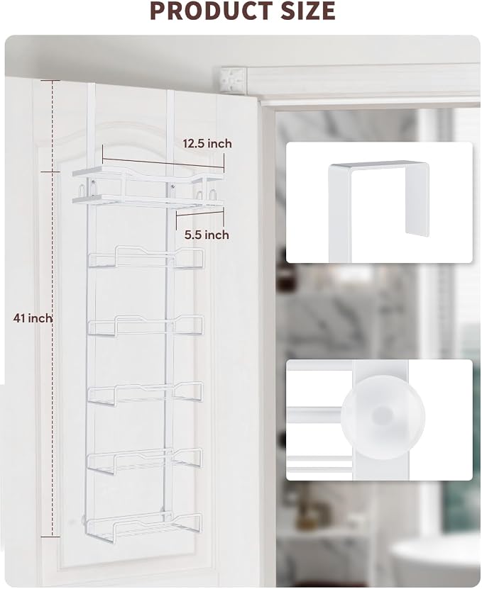 Aetyord Hanging Towel Racks for Bathroom No Drill - Over The Door 6-Tier Bath Towel Storage Organizer for Small Bathrooms - Back Door Large Tiered Towel Holder Hanger for Rolled Towels RV Camper White | 6-Tier Over The Door Bath Towel Storage Organizer...
