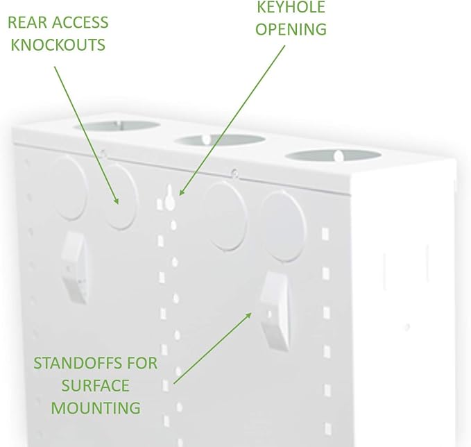Legrand - OnQ 14 Inch Cable Management, In-Wall 20-Gauge Media Box, Structured Wiring Enclosure with 2.5 Inch Openings for Wires, Glossy White, EN1400