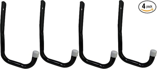 Shepherd Hardware 8089E Heavy Duty Steel 5-Inch Garage Storage Utility Hooks, 4 Pack, Black