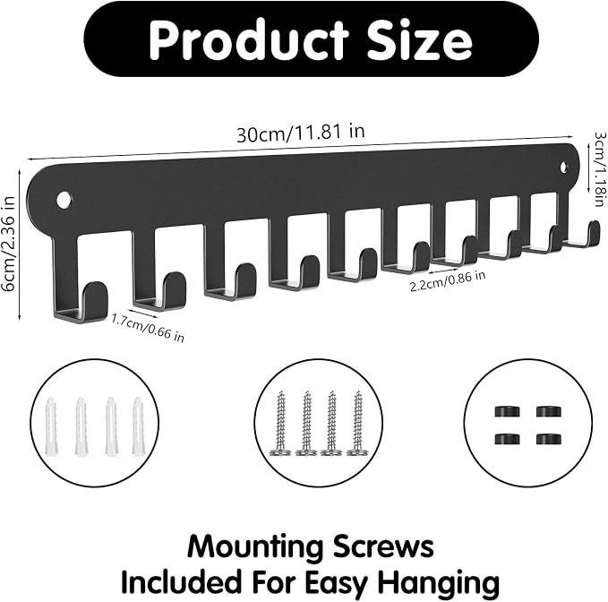 2 Pack Key Holder Wall Mount, Key Holder for Wall,Key Wall Holder | Key Hooks Hanging Keys, Key Hanger Wall Mount with 10 Hooks, Key Rack for Living Room, Kitchen, or Bathroo