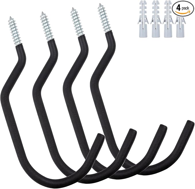 9 in Mountain Bike Hooks for Garage Ceiling, Heavy Duty Bicycle Hangers for Hanging, Large Screw Hooks for Garage Ceiling Wall, No Drill Ceiling Hooks for Hanging Outdoor String Lights Plants