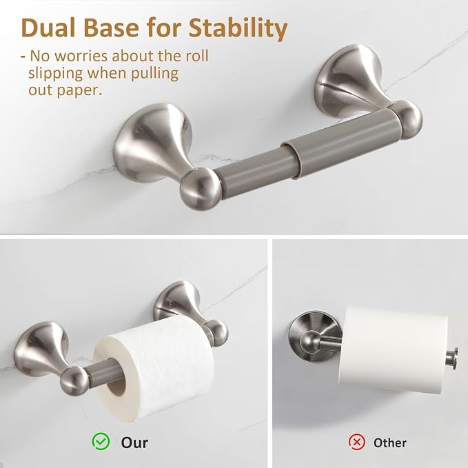 BGL Bathroom Accessories Set, Glossy Stain Nickel Expandable Towel Bar 4-Piece Bathroom Accessory Set Wall Mounted Towel Ring Robe Hook Toilet Paper Holder Towel Holder