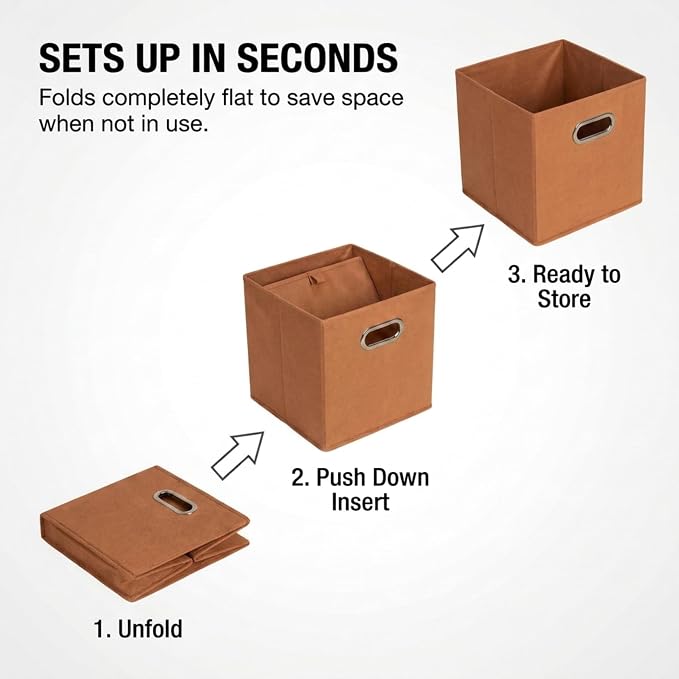 Household Essentials Fabric Storage Bins 6 Piece Set, Terracotta Color