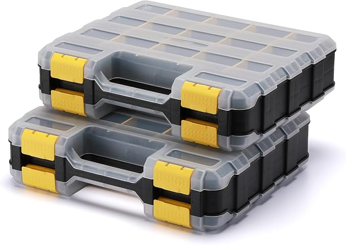 Mayouko Double Side Tools Organizer, Customizable Removable Plastic Dividers, Hardware Box Storage, Excellent for Screws,Nuts,Small Parts, 34-Compartment,2 PCS Set