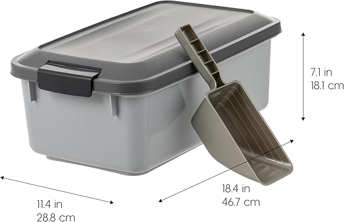 IRIS USA Dog Food Storage Container, 2-Pack, Up to 14 lbs, Gray | Made in the USA, Comes with 2-Cup Sccop, Stacklable, Airtight Seal, BPA-Free, Bird Seed, Cat food, Treats, Keeps Kibble Fresh
