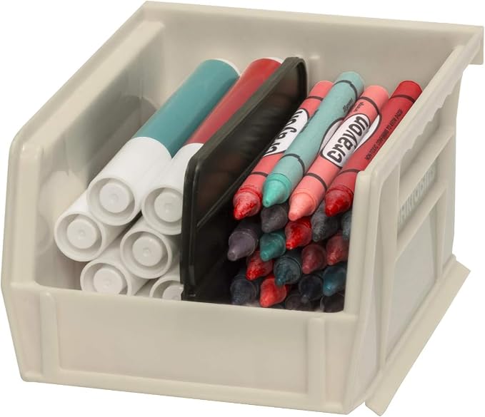 Akro-Mils 30210 AkroBins Plastic Storage Bins, 5"x4"x3", Stone, 24-Pack | Space-Saving Stackable Bins for Garage, Pantry, Craft Organization