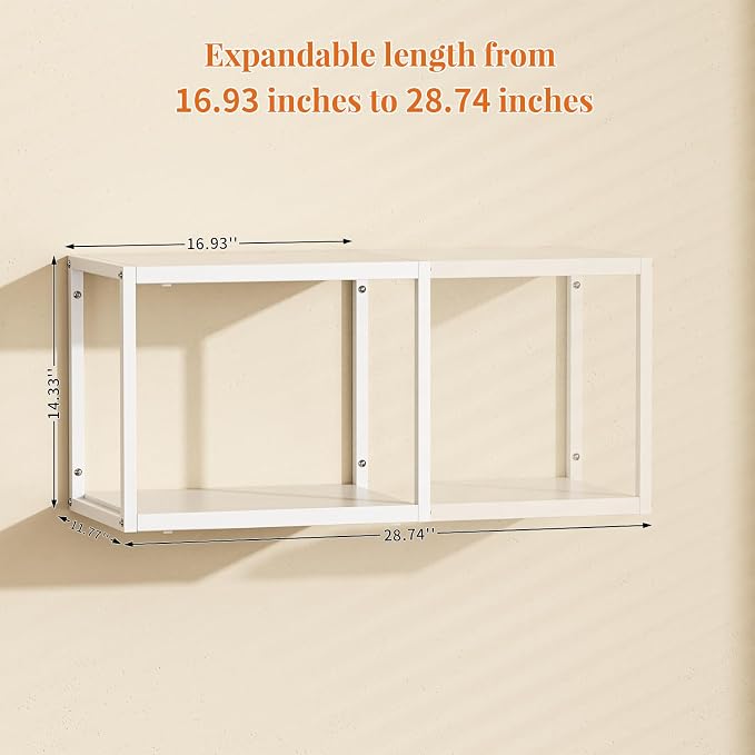 ThreeHio 2 Pack Expandable Garage Shelves Wall Mount, Heavy Duty Garage Wall Shelving, Hanging Storage Rack Metal Shelving for Garage Organization, Floating Shelves for Laundry bathroom Living Room