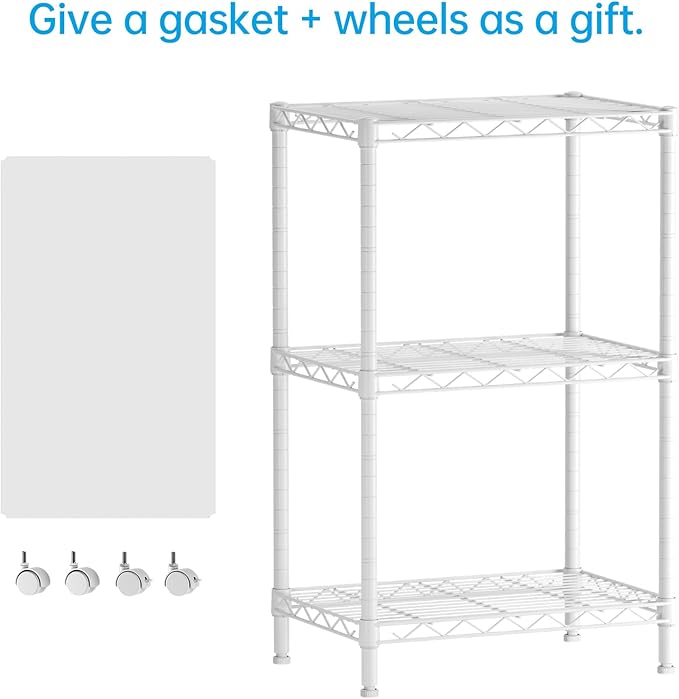 SINGAYE Small Shelves Kitchen Storage Shelf Wire Shelving Metal Adjustable | 3 Tier Shelf Organizers Storage Shelving Unit for Office Pantry Laundry Bathroom Closet Home 11.6" D X 17.6" W X 30" H White
