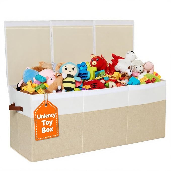 Extra Large Toy Box with Lid,Collapsible Toy Storage Chest,Beige | 40"x14"x16",150L Large Capacity,Sturdy Kids Organizer,Toybox,Toy Bin for Boys & Girls,Living Room,Nursery,Bedroom,Playroom