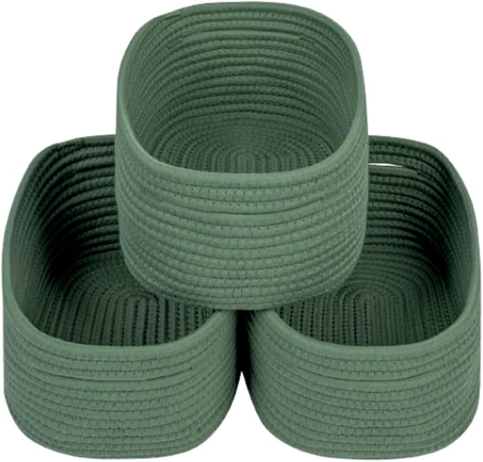 CubesLand Woven Rope Storage Basket Bins for Organizing | Cube Shelves Closet Basket, Long-lasting &Skin-friendly Toy Storage Baskets, Stylish Room Decor Basket, Green