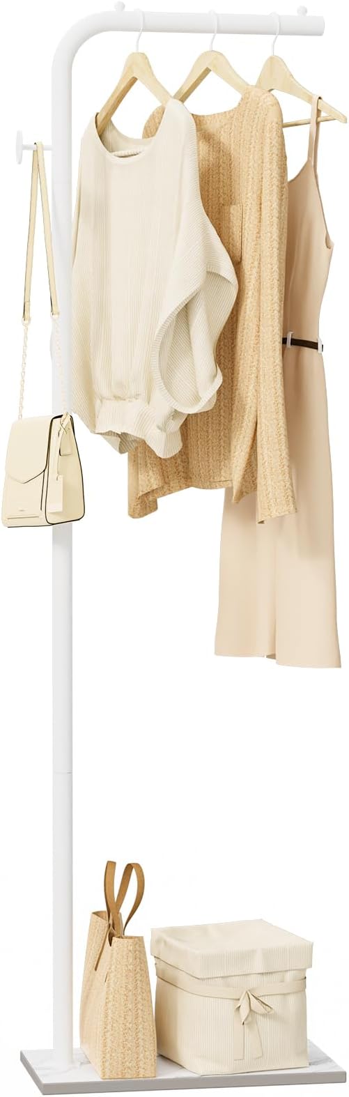OUTBROS Freestanding Coat Rack, Garment Racks with Hook, 70.8“hign, White | Portable Modern Hanger, Sturdy Metal Clothing Rack, Used in Bedroom, Entrance and Living Room