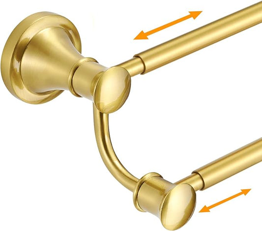 Hoimpro Double Towel Bar Towel Rack for Bathroom Wall Mounted Brushed Gold | Adjustable 16-26 In,Wall Mounted Towel Holder, Stainless Steel, Rustproof, Towel Rod Hanger Hardware Accessories Hotel