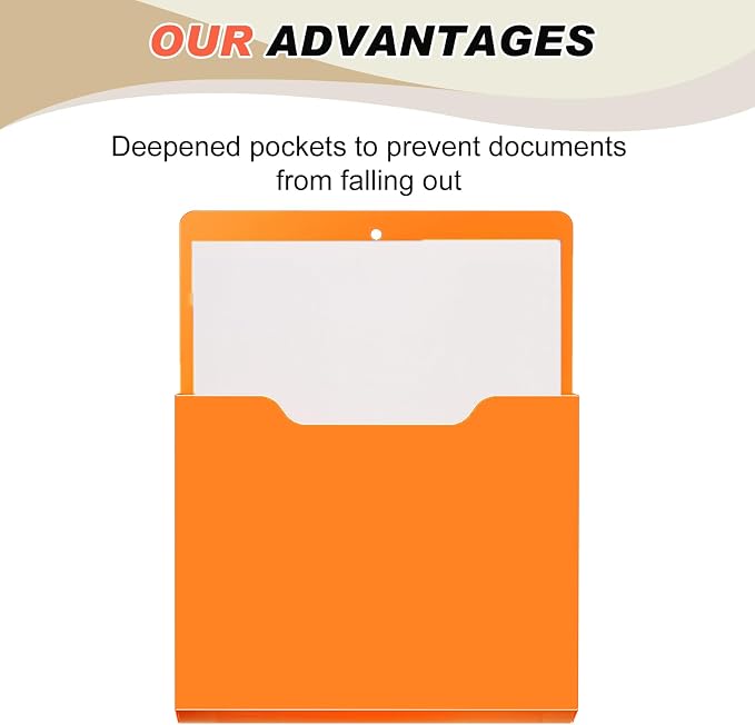 6 Pcs Magnetic Wall File Organizer Magnetic Wall File Holder Refrigerator Magazine Holder for Mail Letters Paper(Bright Color,Vertical-large)