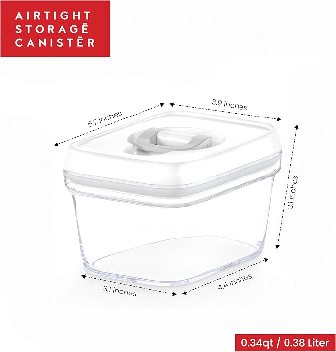 DWËLLZA KITCHEN Airtight Food Storage Containers with White Lids – 0.4L 6 Pc Clear Plastic Kitchen canisters Pantry Organization for Spices, Candy, Nuts, BPA-Free, Keeps Food Fresh & Dry