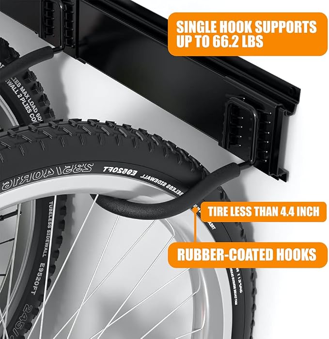 TORACK Bike Storage Rack, 6 Bike Rack Wall Mount Home and Garage Organizer, Vertical Bicycles Hanger Hooks for Indoor Space Saving