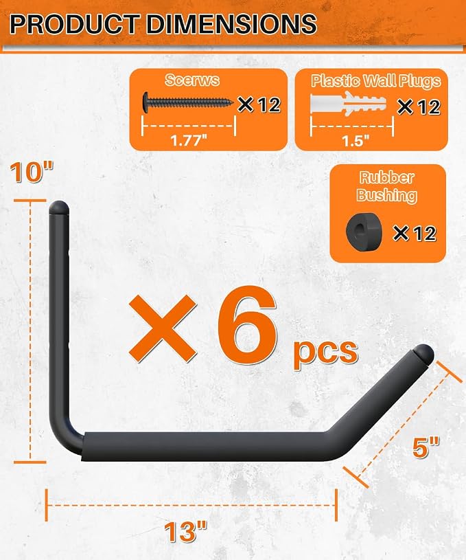 Heavy Duty Kayak Storage Rack with EVA Foam & Rubber Bushing, Wall Mount Kayak Hangers Large Hooks for Garage Hanger Canoe, Surfboard, Skiboard, Snowboard, Paddle Board, Ladders, Bike