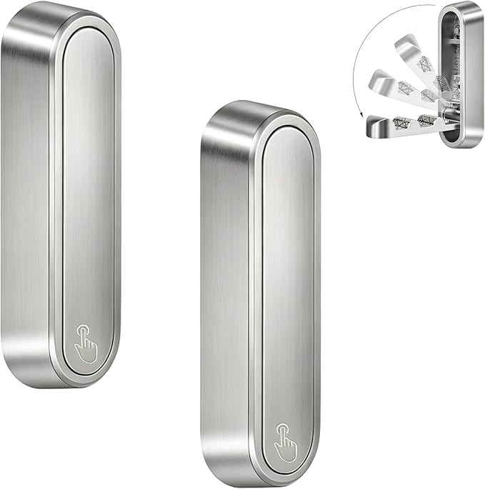 2PCS Foldable Wall Hooks, Flip Down Design with 40 lbs Heavy-Duty Capacity, Retractable Wall Hooks for Bathroom, Bedroom & Entryway Space Saving (Silver)